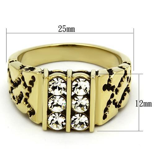 MATK774 - IP Gold(Ion Plating) Stainless Steel Ring with Top Grade Crystal  in Clear