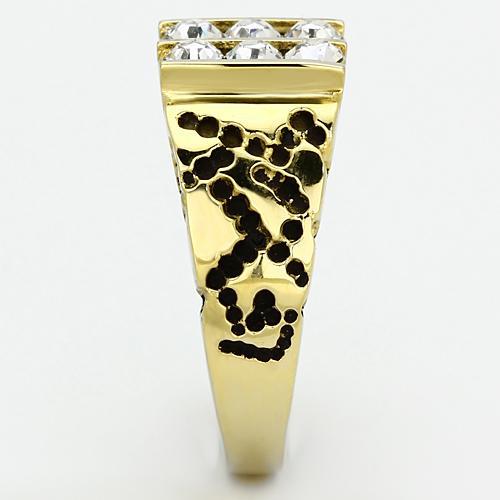 MATK774 - IP Gold(Ion Plating) Stainless Steel Ring with Top Grade Crystal  in Clear