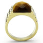 MATK779 - IP Gold(Ion Plating) Stainless Steel Ring with Semi-Precious Tiger Eye in Topaz