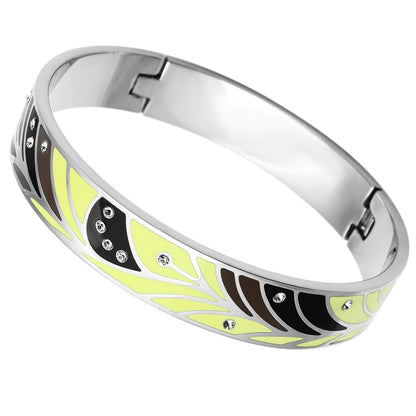 MATK780 - High polished (no plating) Stainless Steel Bangle with Top Grade Crystal  in Clear
