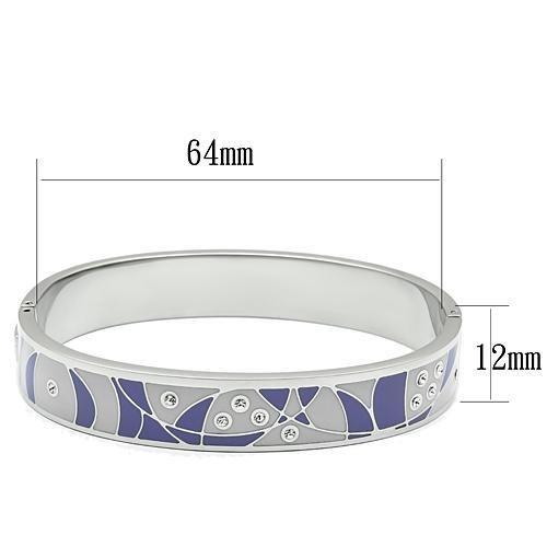 MATK781 - High polished (no plating) Stainless Steel Bangle with Top Grade Crystal  in Clear