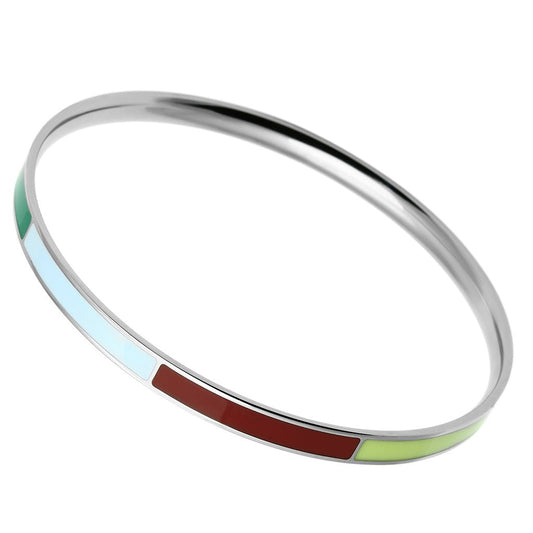 MATK783 - High polished (no plating) Stainless Steel Bangle with Epoxy  in Multi Color