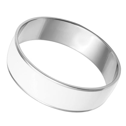 MATK784 - High polished (no plating) Stainless Steel Bangle with Epoxy  in White