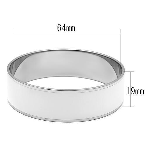 MATK784 - High polished (no plating) Stainless Steel Bangle with Epoxy  in White
