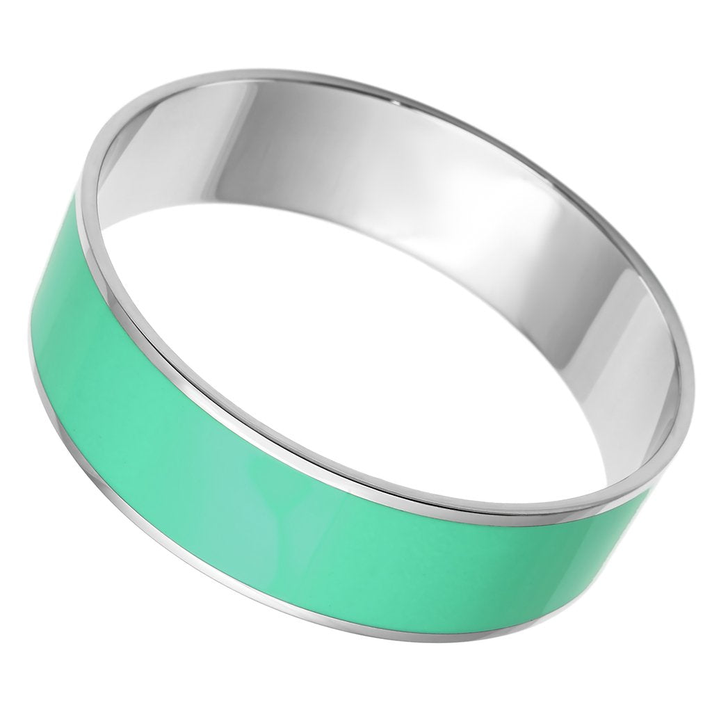 MATK786 - High polished (no plating) Stainless Steel Bangle with Epoxy  in Turquoise