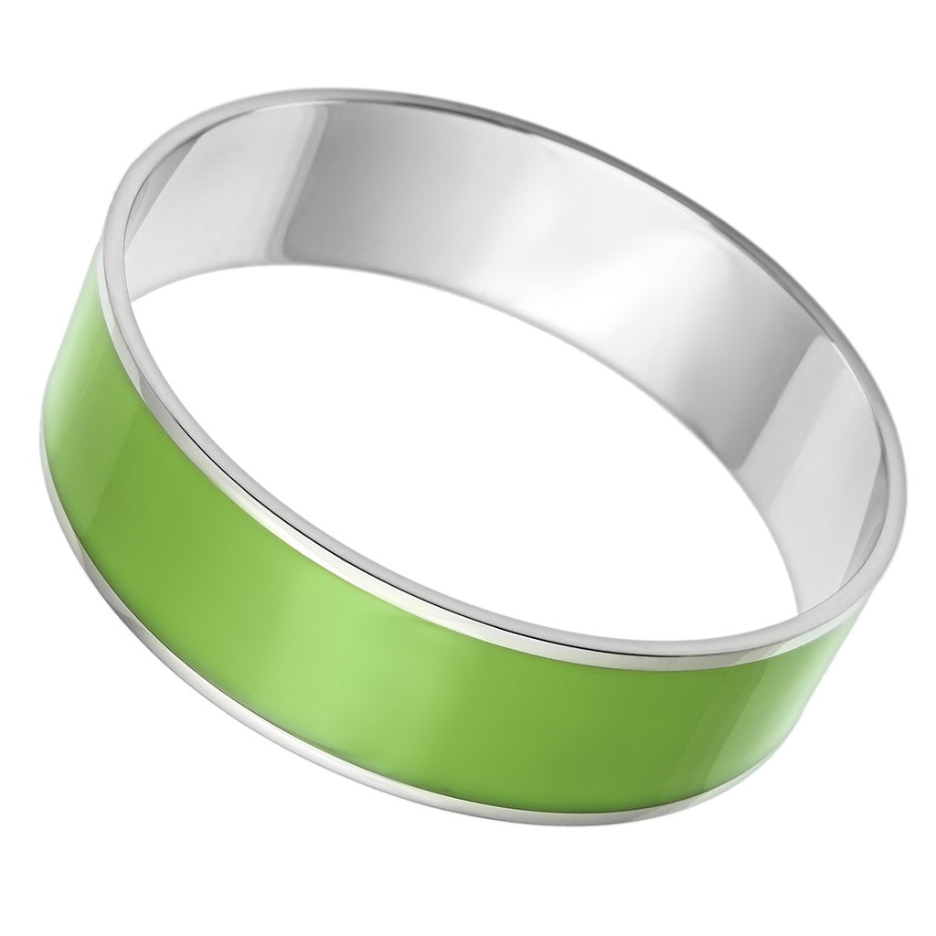 MATK787 - High polished (no plating) Stainless Steel Bangle with Epoxy  in Emerald