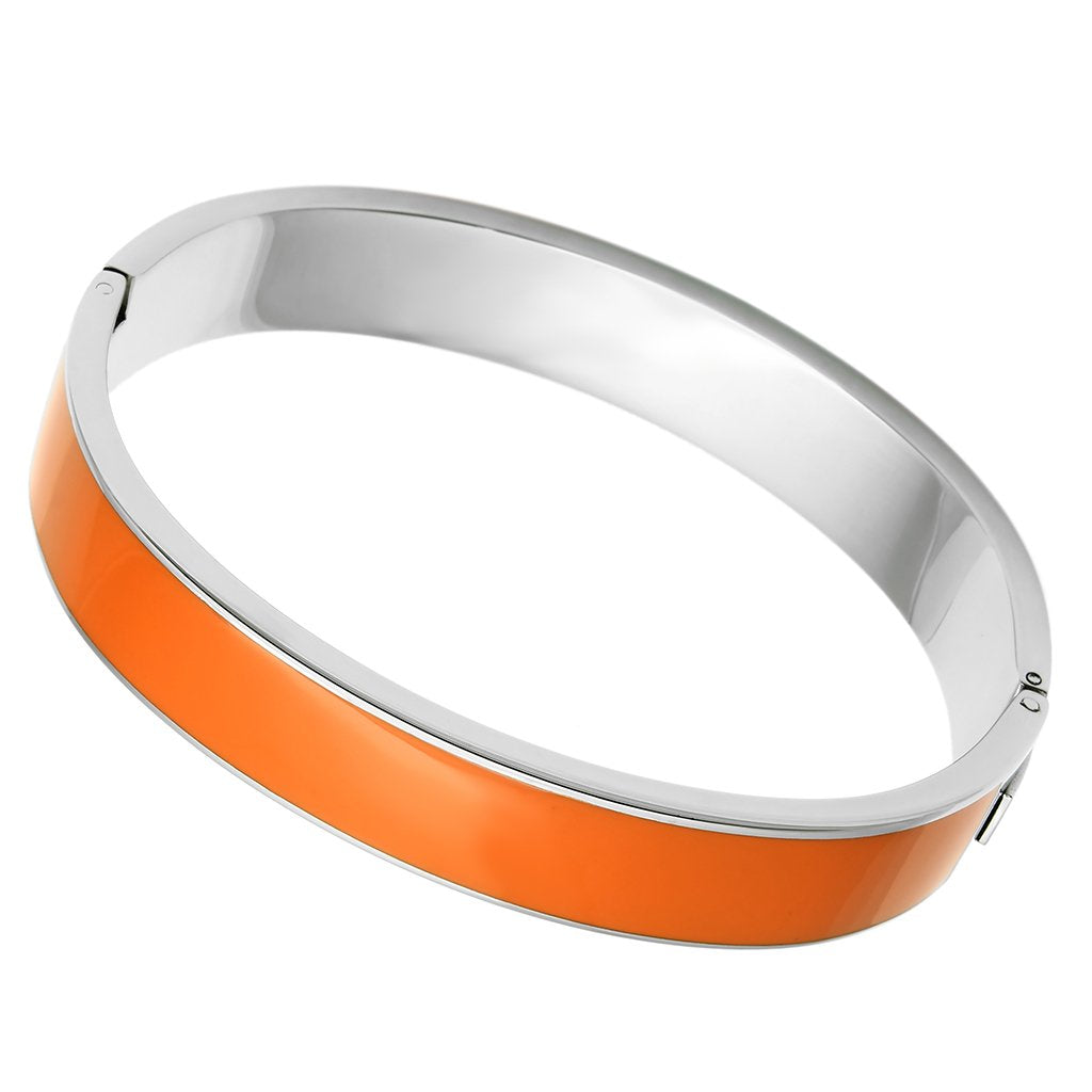 MATK788 - High polished (no plating) Stainless Steel Bangle with Epoxy  in Orange