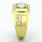 MATK791 - IP Gold(Ion Plating) Stainless Steel Ring with AAA Grade CZ  in Clear