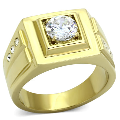 MATK791 - IP Gold(Ion Plating) Stainless Steel Ring with AAA Grade CZ  in Clear