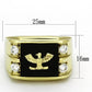 MATK793 - IP Gold(Ion Plating) Stainless Steel Ring with Semi-Precious Agate in Jet