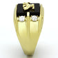 MATK793 - IP Gold(Ion Plating) Stainless Steel Ring with Semi-Precious Agate in Jet