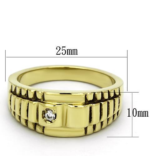 MATK794 - IP Gold(Ion Plating) Stainless Steel Ring with AAA Grade CZ  in Clear
