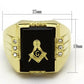 MATK795 - IP Gold(Ion Plating) Stainless Steel Ring with Semi-Precious Agate in Jet