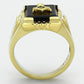 MATK795 - IP Gold(Ion Plating) Stainless Steel Ring with Semi-Precious Agate in Jet