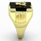 MATK795 - IP Gold(Ion Plating) Stainless Steel Ring with Semi-Precious Agate in Jet