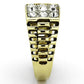 MATK796 - Two-Tone IP Gold (Ion Plating) Stainless Steel Ring with Top Grade Crystal  in Clear