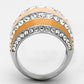 MATK798 - High polished (no plating) Stainless Steel Ring with Top Grade Crystal  in Clear