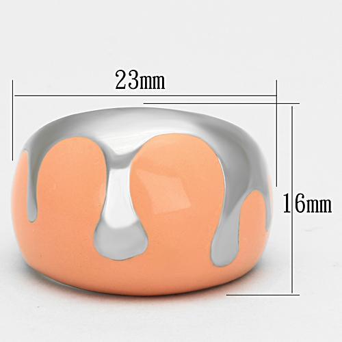 MATK802 - High polished (no plating) Stainless Steel Ring with Epoxy  in Orange