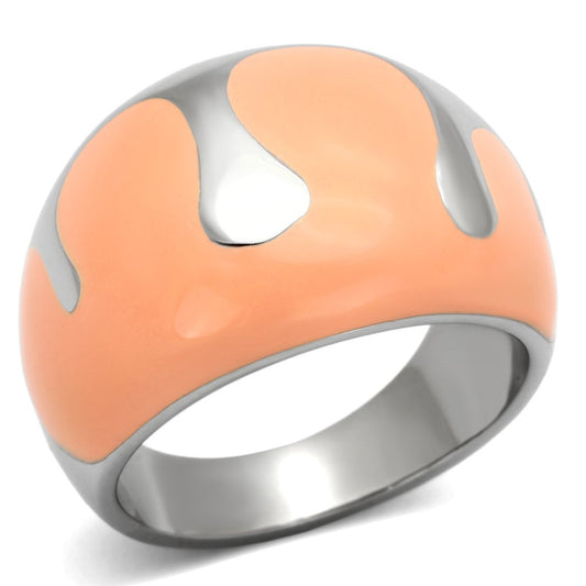 MATK802 - High polished (no plating) Stainless Steel Ring with Epoxy  in Orange