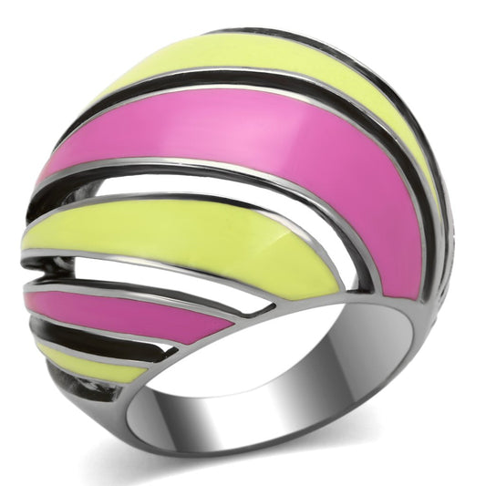 MATK803 - High polished (no plating) Stainless Steel Ring with Epoxy  in Multi Color