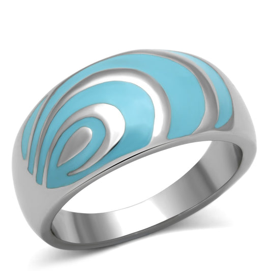 MATK804 - High polished (no plating) Stainless Steel Ring with Epoxy  in Sea Blue