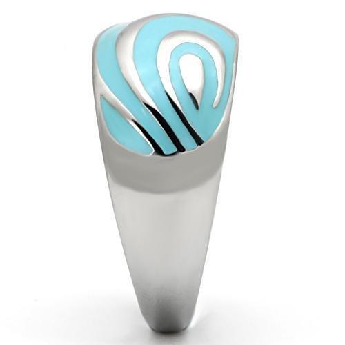 MATK804 - High polished (no plating) Stainless Steel Ring with Epoxy  in Sea Blue