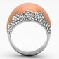 MATK805 - High polished (no plating) Stainless Steel Ring with Top Grade Crystal  in Clear
