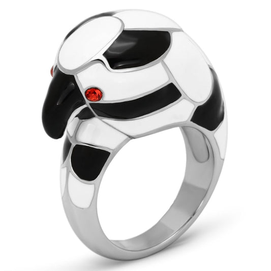 MATK806 - High polished (no plating) Stainless Steel Ring with Top Grade Crystal  in Orange