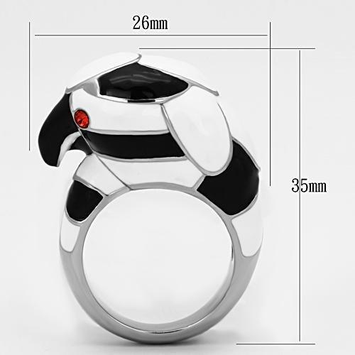 MATK806 - High polished (no plating) Stainless Steel Ring with Top Grade Crystal  in Orange