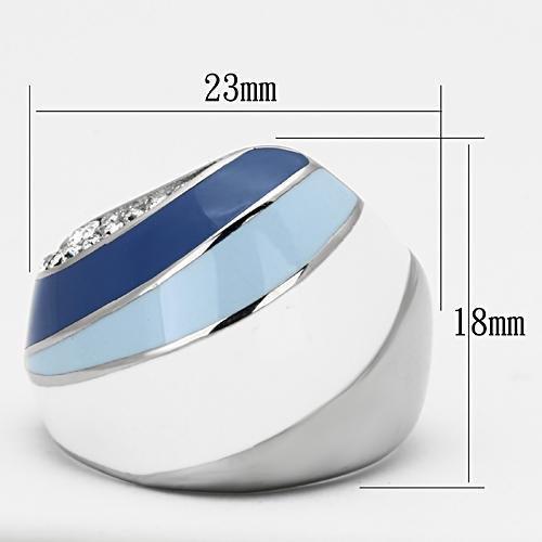 MATK809 - High polished (no plating) Stainless Steel Ring with Top Grade Crystal  in Clear