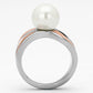 MATK810 - High polished (no plating) Stainless Steel Ring with Synthetic Pearl in White