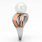 MATK810 - High polished (no plating) Stainless Steel Ring with Synthetic Pearl in White