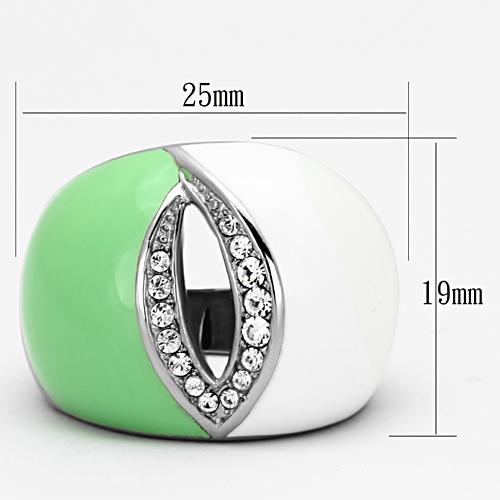 MATK811 - High polished (no plating) Stainless Steel Ring with Top Grade Crystal  in Clear
