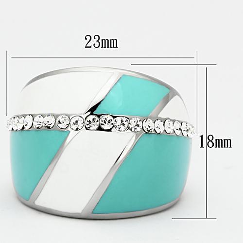 MATK812 - High polished (no plating) Stainless Steel Ring with Top Grade Crystal  in Clear
