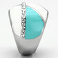 MATK812 - High polished (no plating) Stainless Steel Ring with Top Grade Crystal  in Clear