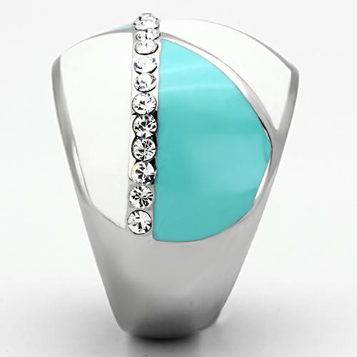 MATK812 - High polished (no plating) Stainless Steel Ring with Top Grade Crystal  in Clear