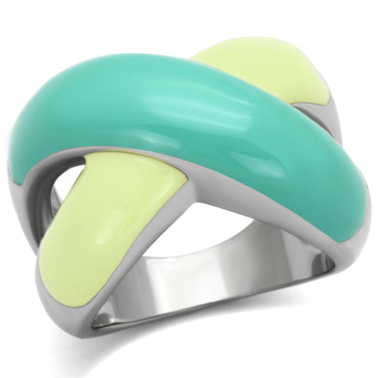 MATK813 - High polished (no plating) Stainless Steel Ring with Epoxy  in Multi Color