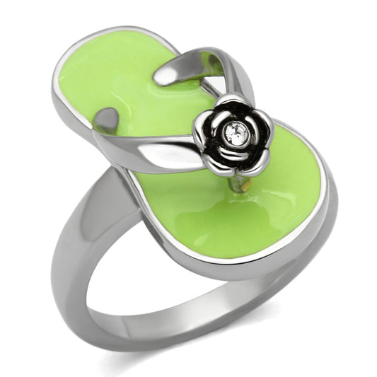 MATK814 - High polished (no plating) Stainless Steel Ring with Top Grade Crystal  in Clear