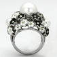 MATK818 - High polished (no plating) Stainless Steel Ring with Synthetic Pearl in White