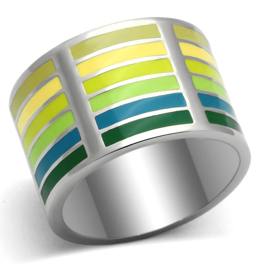 MATK819 - High polished (no plating) Stainless Steel Ring with Epoxy  in Multi Color