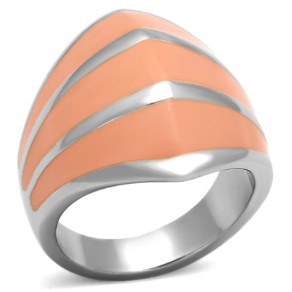 MATK822 - High polished (no plating) Stainless Steel Ring with Epoxy  in Orange