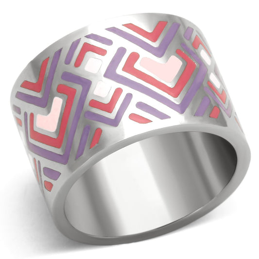 MATK823 - High polished (no plating) Stainless Steel Ring with Epoxy  in Multi Color