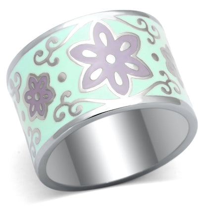 MATK824 - High polished (no plating) Stainless Steel Ring with Epoxy  in Multi Color