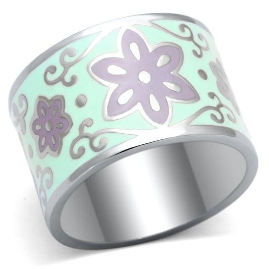 MATK824 - High polished (no plating) Stainless Steel Ring with Epoxy  in Multi Color