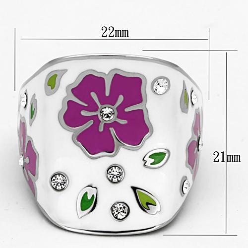 MATK830 - High polished (no plating) Stainless Steel Ring with Top Grade Crystal  in Clear