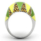 MATK831 - High polished (no plating) Stainless Steel Ring with Top Grade Crystal  in Topaz