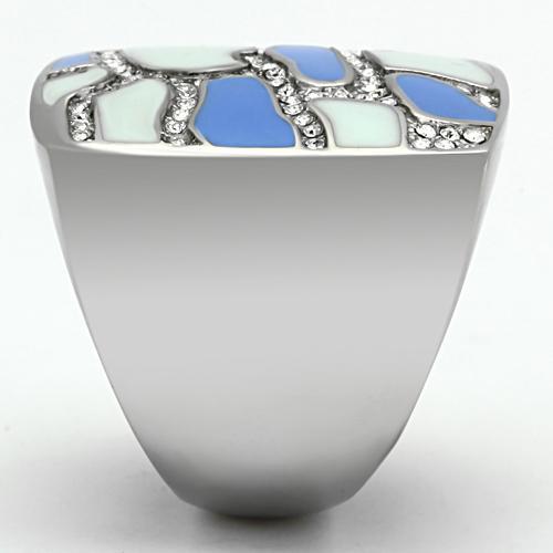 MATK832 - High polished (no plating) Stainless Steel Ring with Top Grade Crystal  in Clear