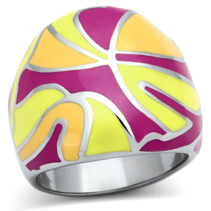 MATK834 - High polished (no plating) Stainless Steel Ring with Epoxy  in Multi Color