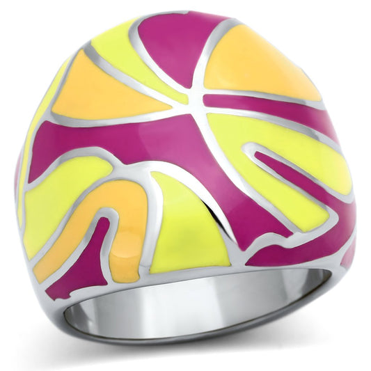 MATK834 - High polished (no plating) Stainless Steel Ring with Epoxy  in Multi Color