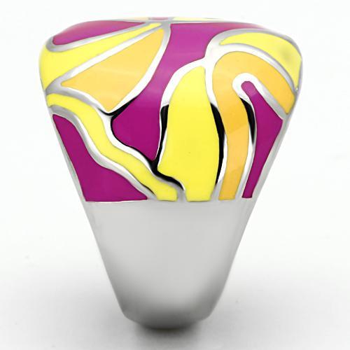 MATK834 - High polished (no plating) Stainless Steel Ring with Epoxy  in Multi Color